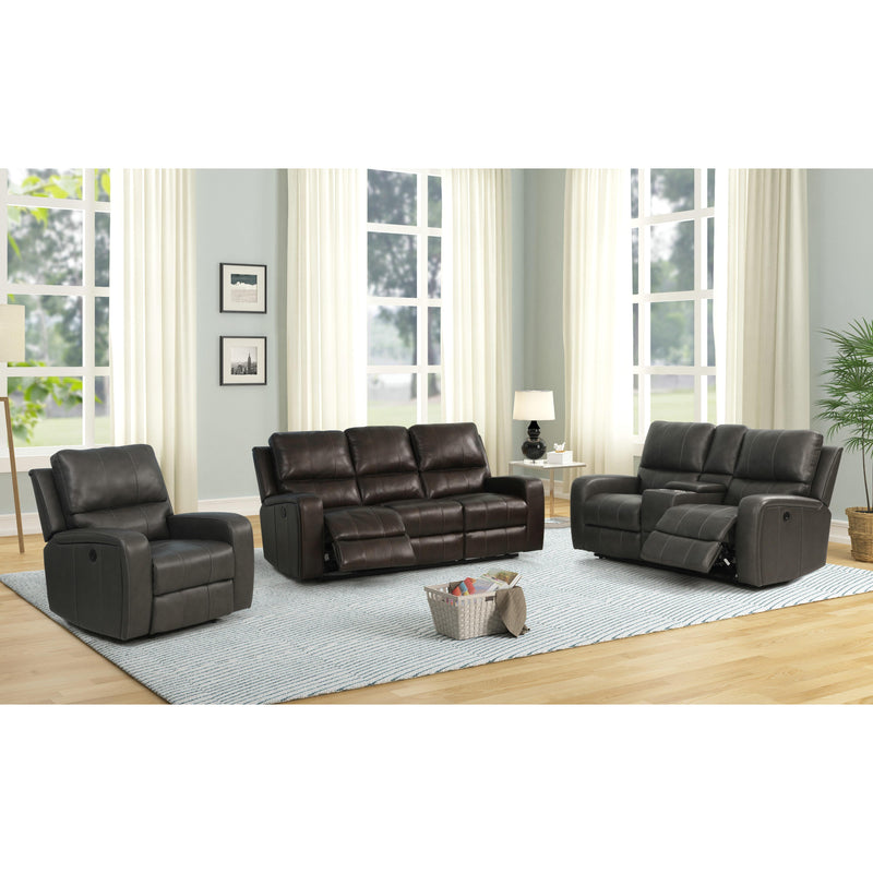 New Classic Furniture Linton Reclining Leather Loveseat with Console L1721-25-DGR IMAGE 3