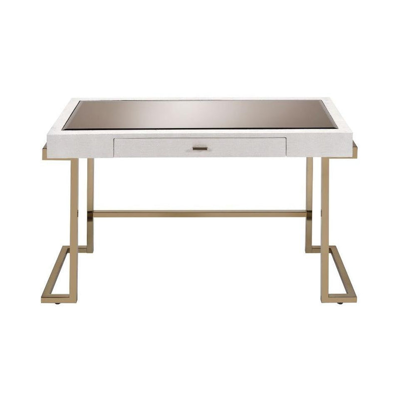 Acme Furniture Boice 92334 Desk - White PU & Champagne IMAGE 2