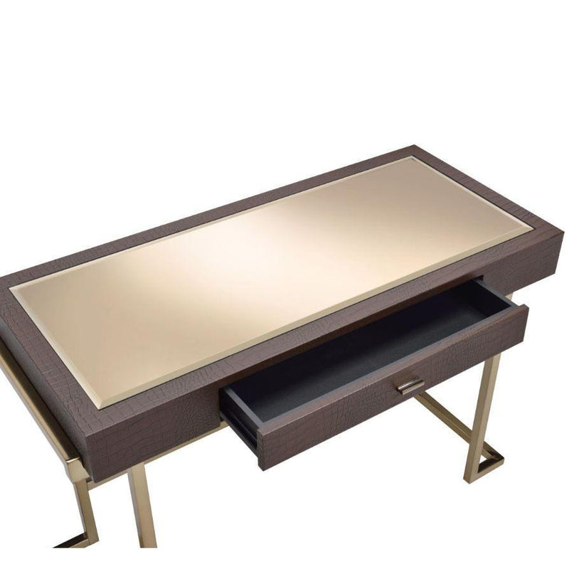 Acme Furniture Boice 92336 Desk - Espresso PU & Champagne IMAGE 3