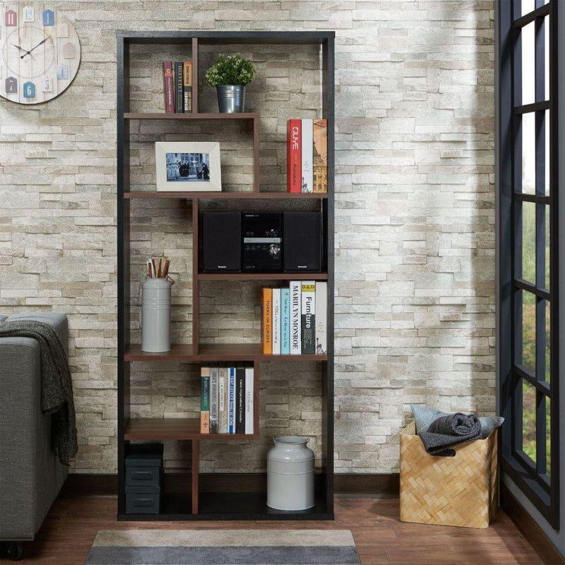 Acme Furniture Mileta II 92358 Bookshelf - Black & Walnut IMAGE 5