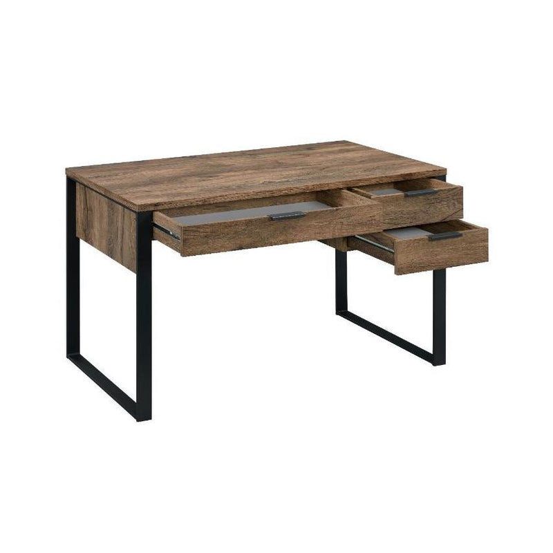 Acme Furniture Aflo 92725 Writing Desk - Weathered Oak & Black IMAGE 3