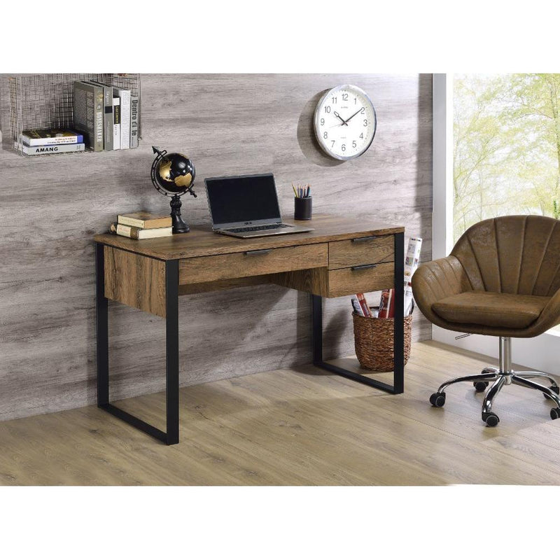 Acme Furniture Aflo 92725 Writing Desk - Weathered Oak & Black IMAGE 7