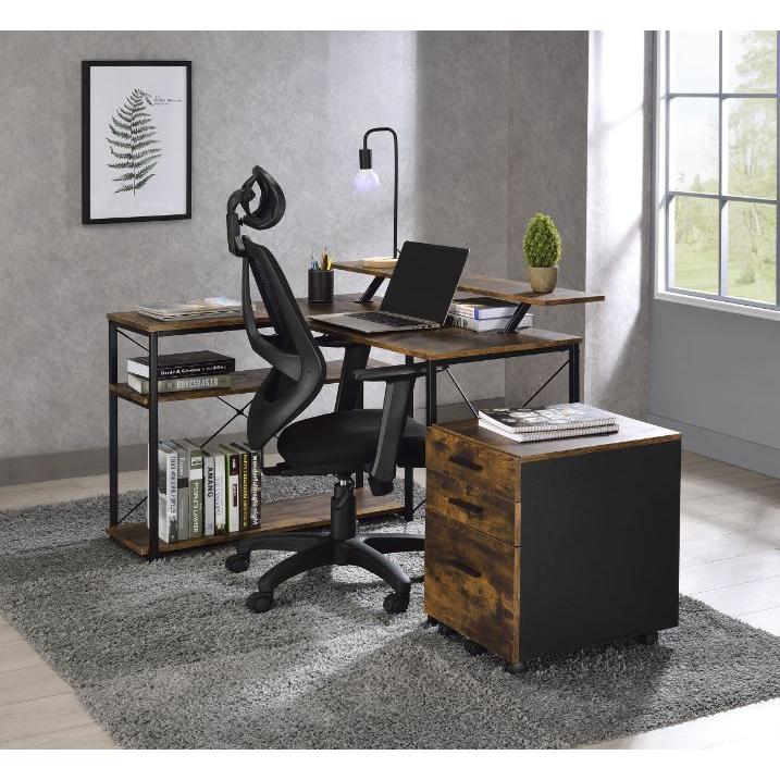 Acme Furniture Drebo 92755 Writing Desk - Weathered Oak & Black IMAGE 4