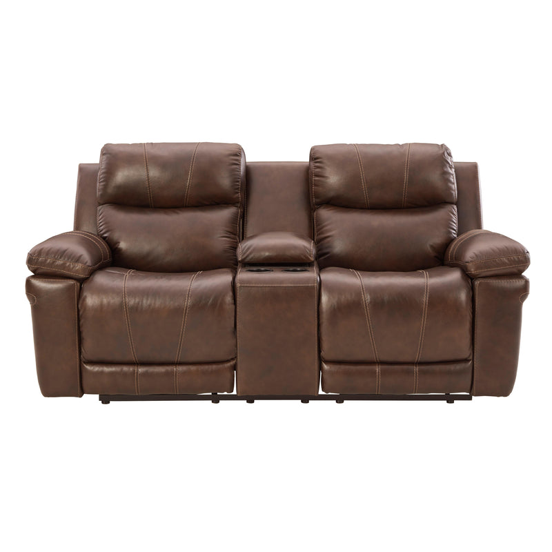 Signature Design by Ashley Edmar Power Reclining Leather Match Loveseat with Console U6480518 IMAGE 2