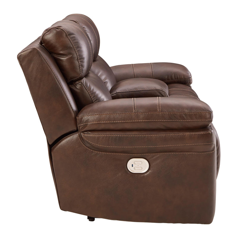 Signature Design by Ashley Edmar Power Reclining Leather Match Loveseat with Console U6480518 IMAGE 3