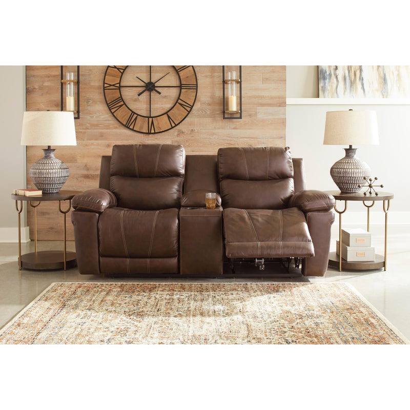 Signature Design by Ashley Edmar Power Reclining Leather Match Loveseat with Console U6480518 IMAGE 5