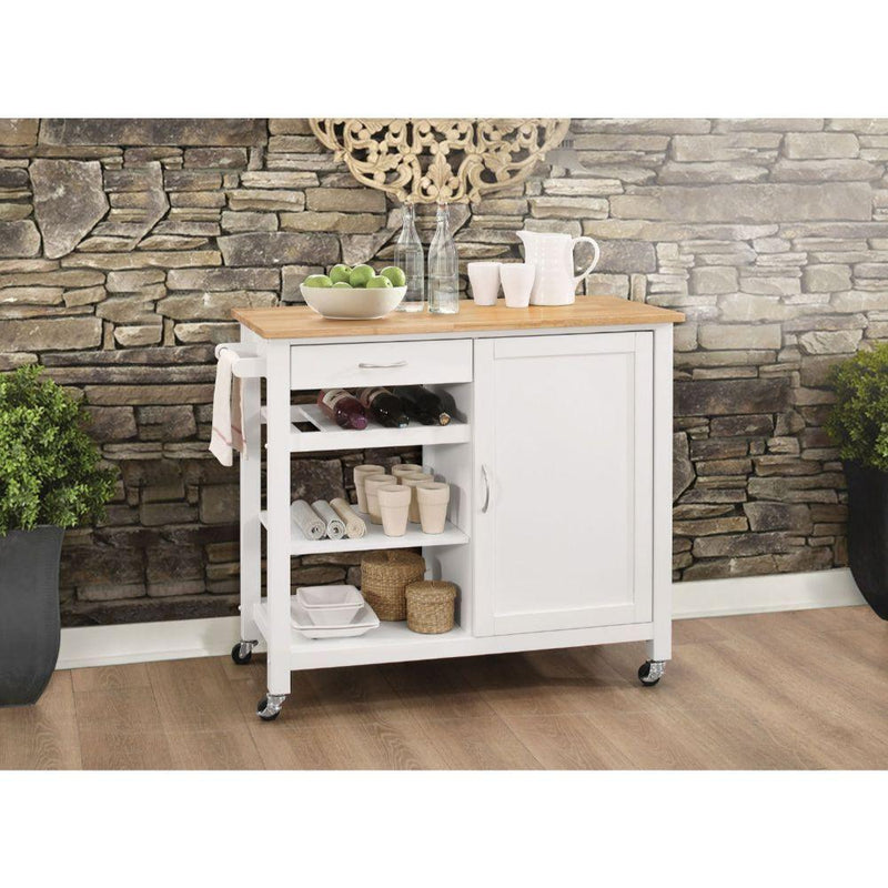 Acme Furniture Ottawa 98315 Kitchen Cart - White & Natural IMAGE 2