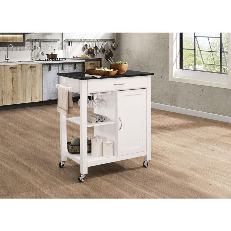 Acme Furniture Ottawa 98320 Kitchen Cart - White & Black IMAGE 2