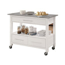Acme Furniture Ottawa 98330 Kitchen Cart - White & Stainless Steel IMAGE 1