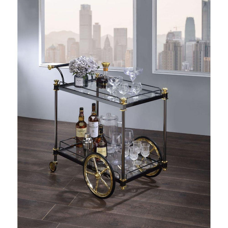 Acme Furniture Cyrus 98370 Serving Cart - Black & Gold IMAGE 2