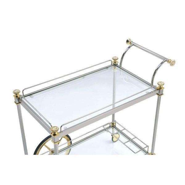 Acme Furniture Cyrus 98372 Serving Cart - Silver & Gold IMAGE 1