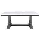 Acme Furniture Yabeina Dining Table with Faux Marble Top and Trestle Base 73265 IMAGE 3