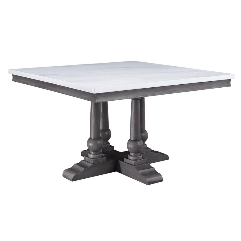 Acme Furniture Square Yabeina Dining Table with Faux Marble Top and Trestle Base 73270 IMAGE 1