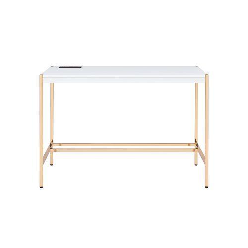 Acme Furniture Midriaks OF00020 Writing Desk - White & Gold Finish IMAGE 2