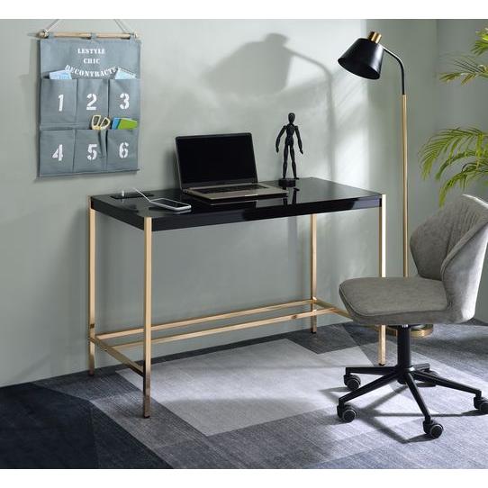 Acme Furniture Midriaks OF00021 Writing Desk - Black & Gold Finish IMAGE 5