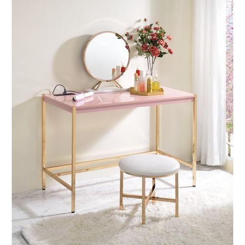 Acme Furniture Midriaks OF00024 Writing Desk - Pink & Gold Finish IMAGE 6