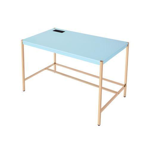 Acme Furniture Midriaks OF00023 Writing Desk - Baby Blue & Gold Finish IMAGE 3