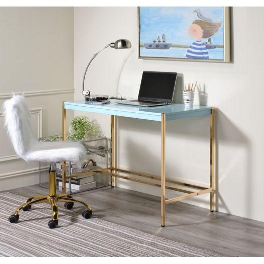 Acme Furniture Midriaks OF00023 Writing Desk - Baby Blue & Gold Finish IMAGE 5