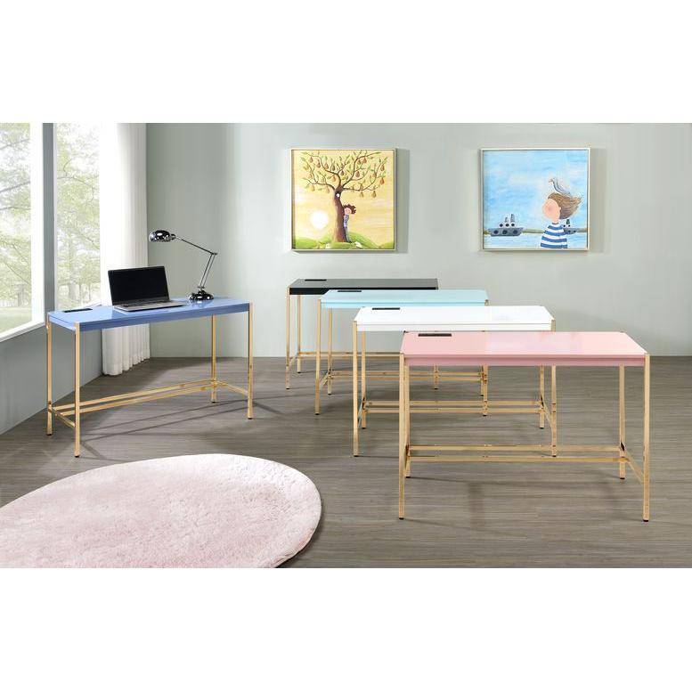 Acme Furniture Midriaks OF00023 Writing Desk - Baby Blue & Gold Finish IMAGE 6