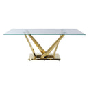 Acme Furniture Barnard Dining Table with Glass Top and Pedestal Base DN00219 IMAGE 3