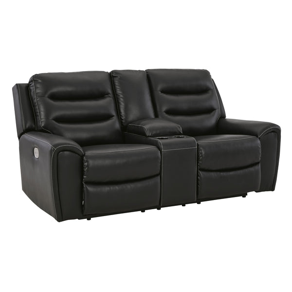 Signature Design by Ashley Warlin Power Reclining Leather Look Loveseat with Console 6110518 IMAGE 1