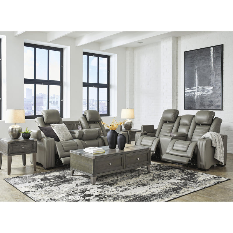 Signature Design by Ashley Backtrack Power Reclining Leather Match Loveseat with Console U2800518 IMAGE 10