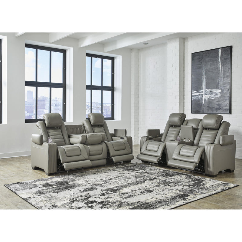 Signature Design by Ashley Backtrack Power Reclining Leather Match Loveseat with Console U2800518 IMAGE 11