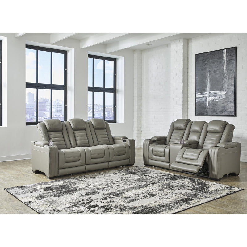 Signature Design by Ashley Backtrack Power Reclining Leather Match Loveseat with Console U2800518 IMAGE 12