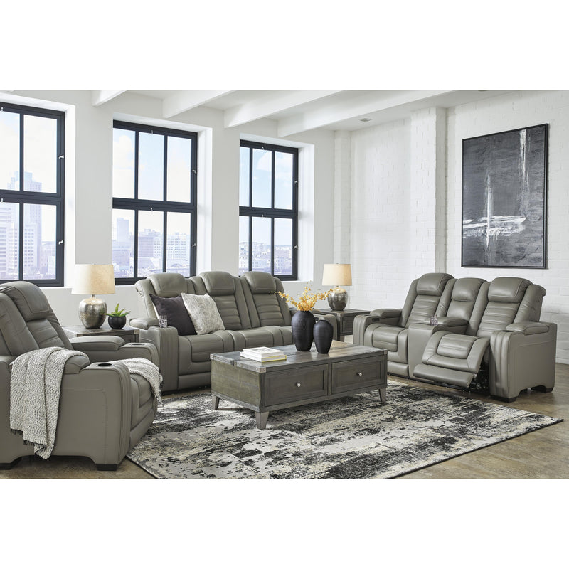 Signature Design by Ashley Backtrack Power Reclining Leather Match Loveseat with Console U2800518 IMAGE 13