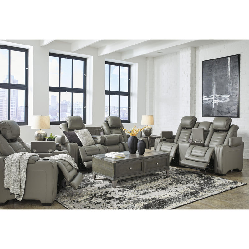 Signature Design by Ashley Backtrack Power Reclining Leather Match Loveseat with Console U2800518 IMAGE 14