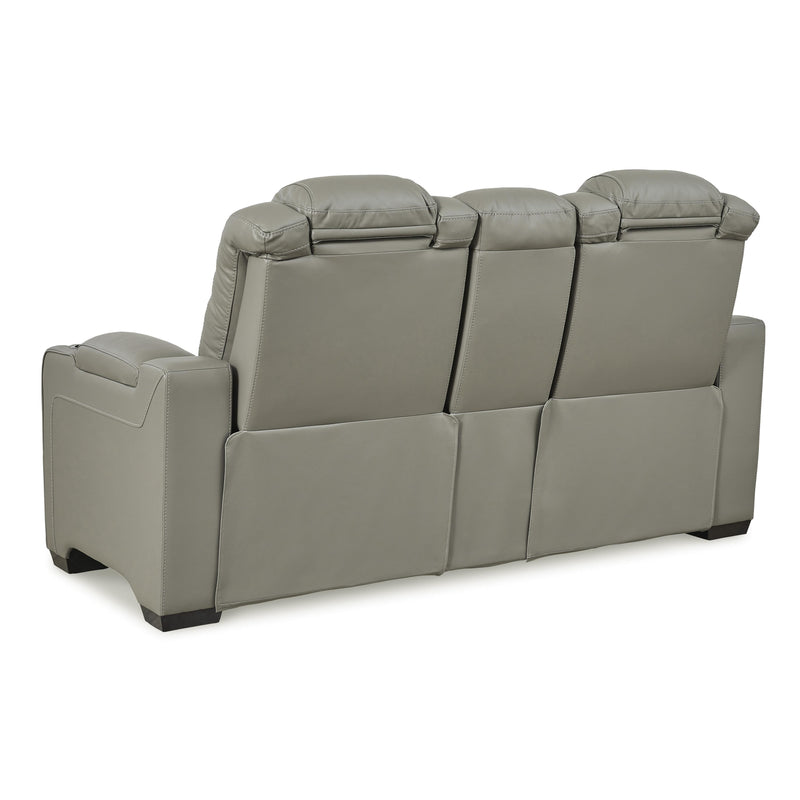 Signature Design by Ashley Backtrack Power Reclining Leather Match Loveseat with Console U2800518 IMAGE 5