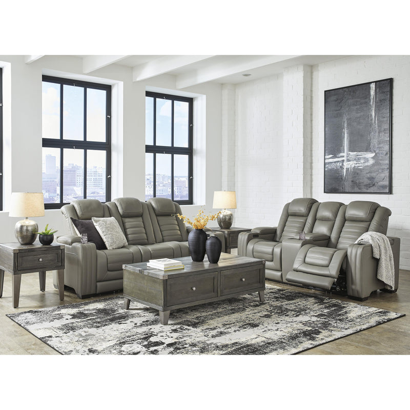 Signature Design by Ashley Backtrack Power Reclining Leather Match Loveseat with Console U2800518 IMAGE 9