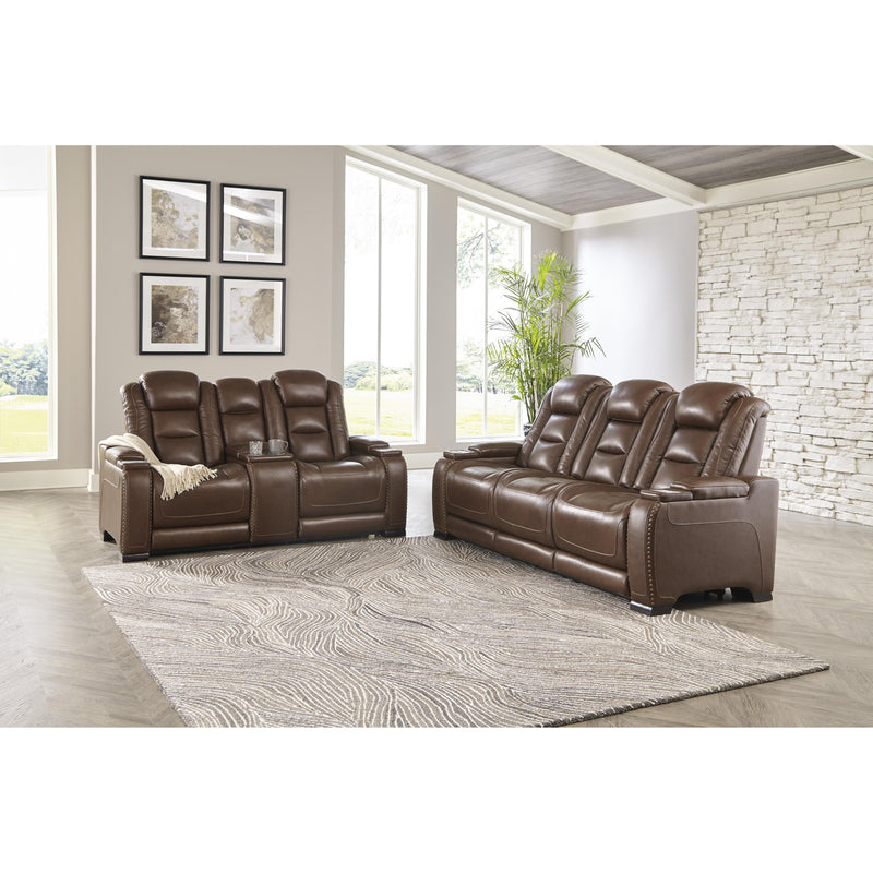 Signature Design by Ashley The Man-Den Power Reclining Leather Match Loveseat with Console U8530618 IMAGE 11