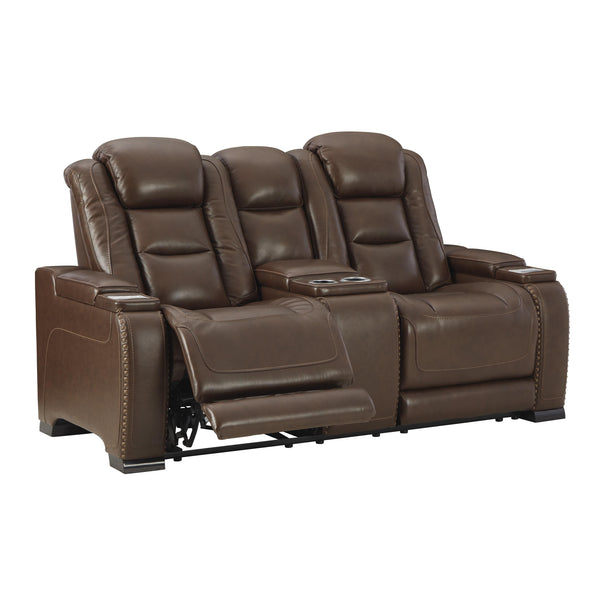 Signature Design by Ashley The Man-Den Power Reclining Leather Match Loveseat with Console U8530618 IMAGE 1