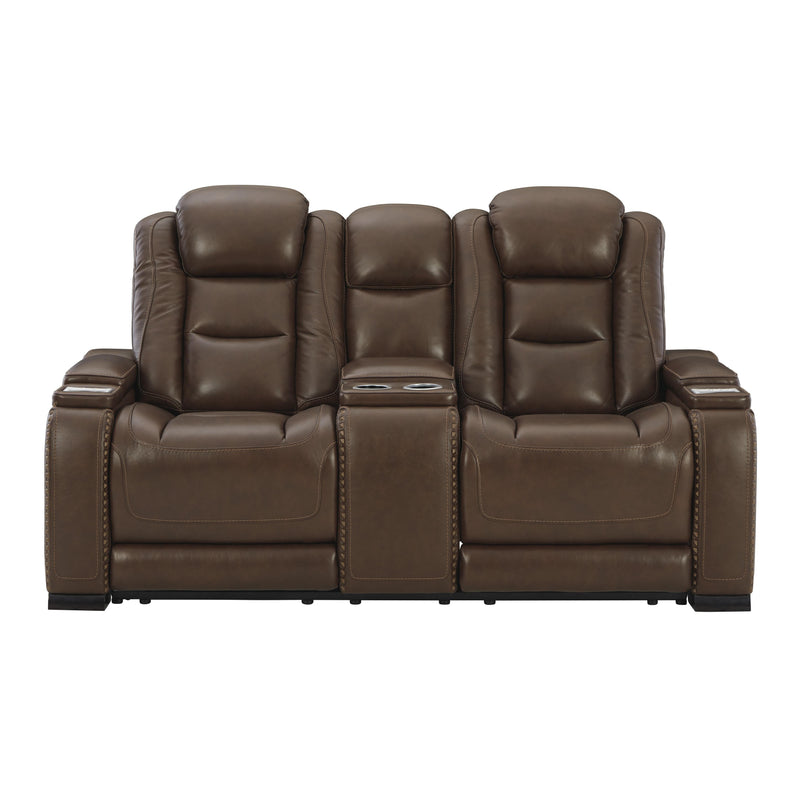 Signature Design by Ashley The Man-Den Power Reclining Leather Match Loveseat with Console U8530618 IMAGE 2