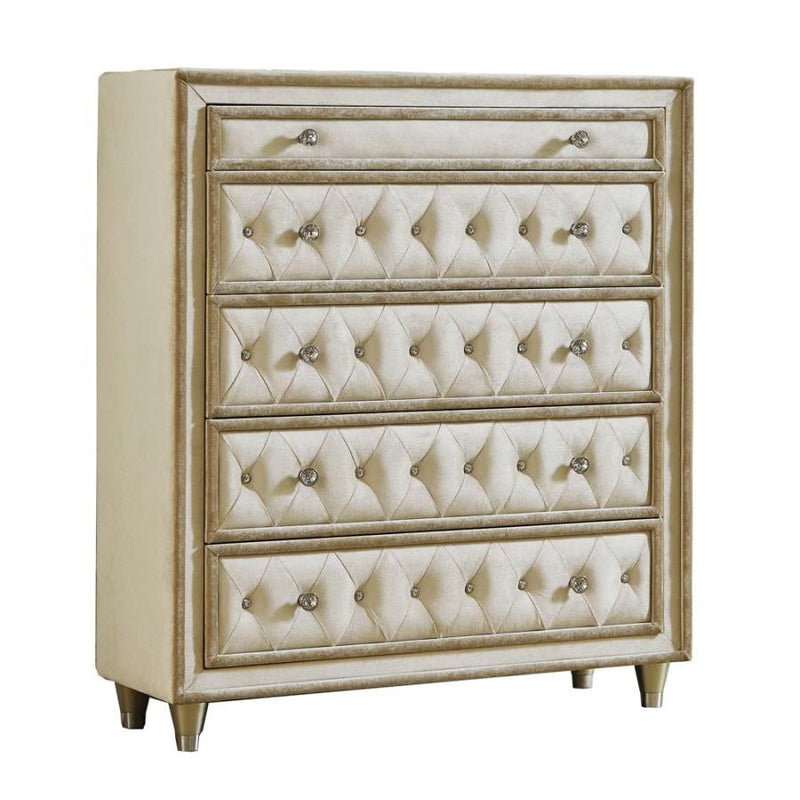 Coaster Furniture Antonella 223525 5-Drawer Bedroom Chest - Ivory and Coaster Furniture Antonella 223525 5-Drawer Bedroom Chest - Ivory and