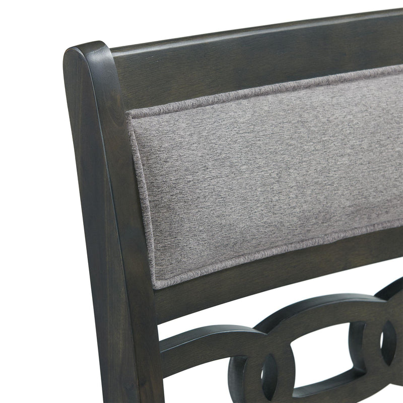  Elements International Amherst Dining Side Chair W/Fabric Cushion Side Stretcher Grey Finish IMAGE 4