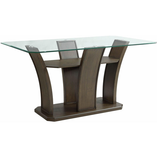 Elements International Dapper Counter Height Dining Table with Glass Top and Pedestal Base DPR500CDTB IMAGE 1