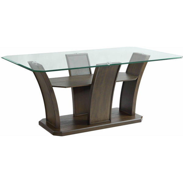 Elements International Dapper Dining Table with Glass Top and Pedestal Base DPR500DTB IMAGE 1