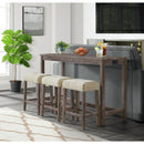  Elements International Oak Lawn Grey Bar Table Single Pack (Table + 3 Tan Fabric Stools) IMAGE 14
