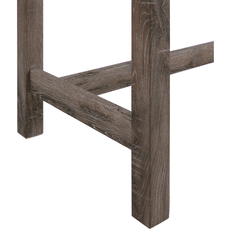  Elements International Oak Lawn Grey Bar Table Single Pack (Table + 3 Tan Fabric Stools) IMAGE 6