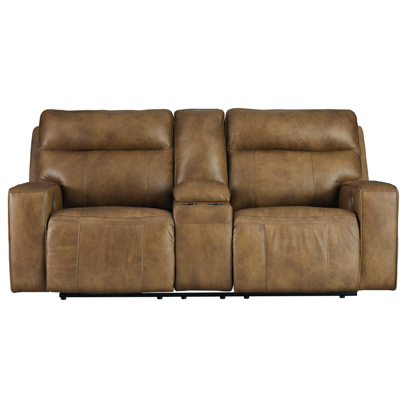 Signature Design by Ashley Game Plan Power Reclining Leather Loveseat with Console U1520618 IMAGE 2