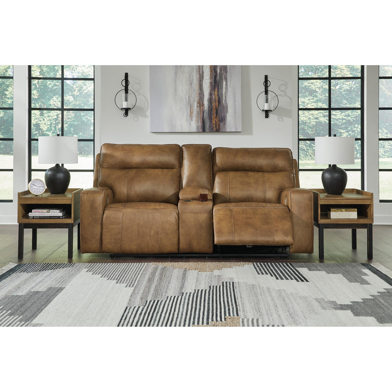 Signature Design by Ashley Game Plan Power Reclining Leather Loveseat with Console U1520618 IMAGE 5