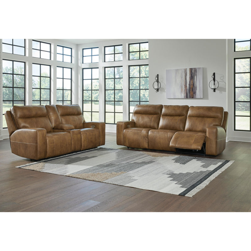 Signature Design by Ashley Game Plan Power Reclining Leather Loveseat with Console U1520618 IMAGE 7