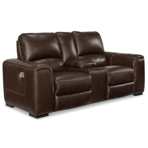 Signature Design by Ashley Alessandro Power Reclining Leather Match Loveseat with Console U2550218 IMAGE 1