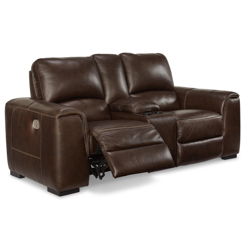 Signature Design by Ashley Alessandro Power Reclining Leather Match Loveseat with Console U2550218 IMAGE 2