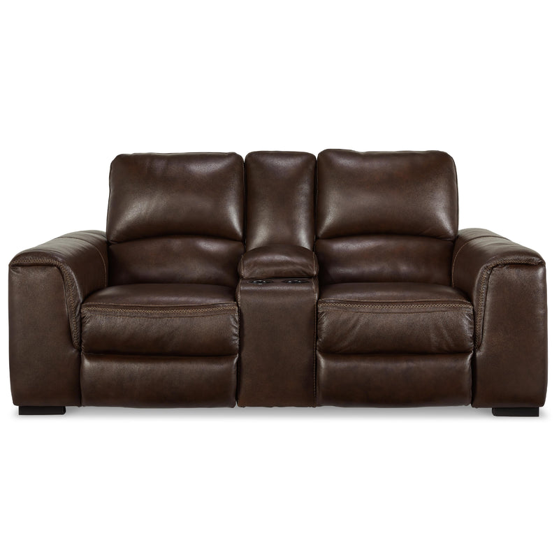 Signature Design by Ashley Alessandro Power Reclining Leather Match Loveseat with Console U2550218 IMAGE 3