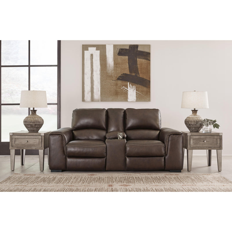 Signature Design by Ashley Alessandro Power Reclining Leather Match Loveseat with Console U2550218 IMAGE 6