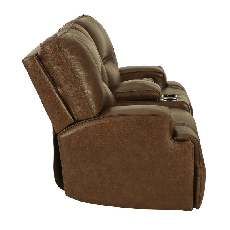 Signature Design by Ashley Francesca Power Reclining Leather Match Loveseat with Console U2570518 IMAGE 4