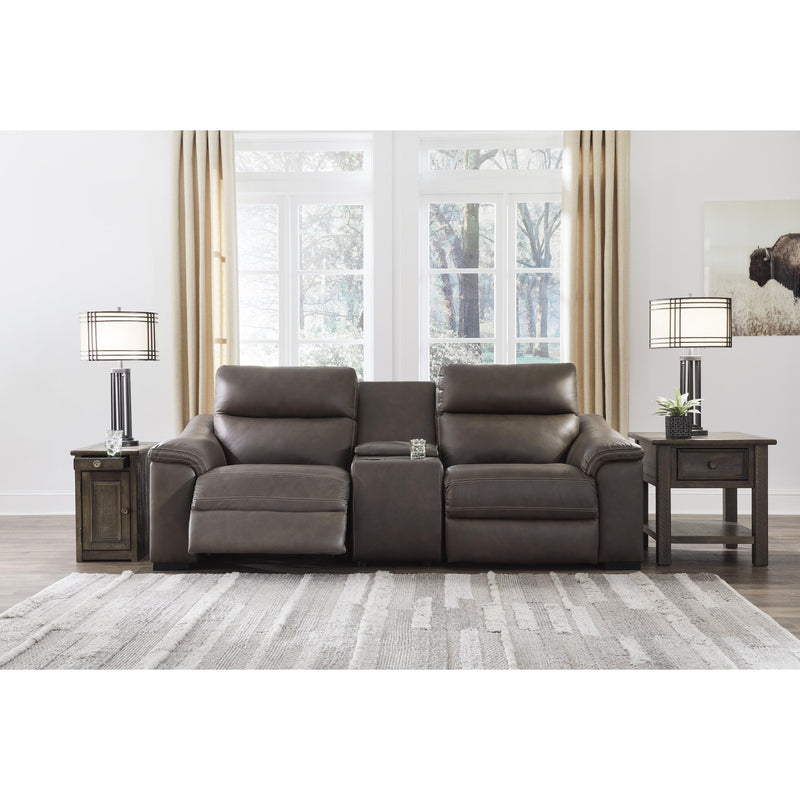 Signature Design by Ashley Salvatore Power Reclining Leather Loveseat with Console U2630158/U2630157/U2630162 IMAGE 2